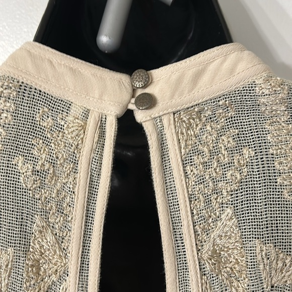 FREE PEOPLE CLEO TONAL EMBROIDERED SHEER LONG SLEEVE TEA DRESS SIZE 2 - Picture 3 of 14